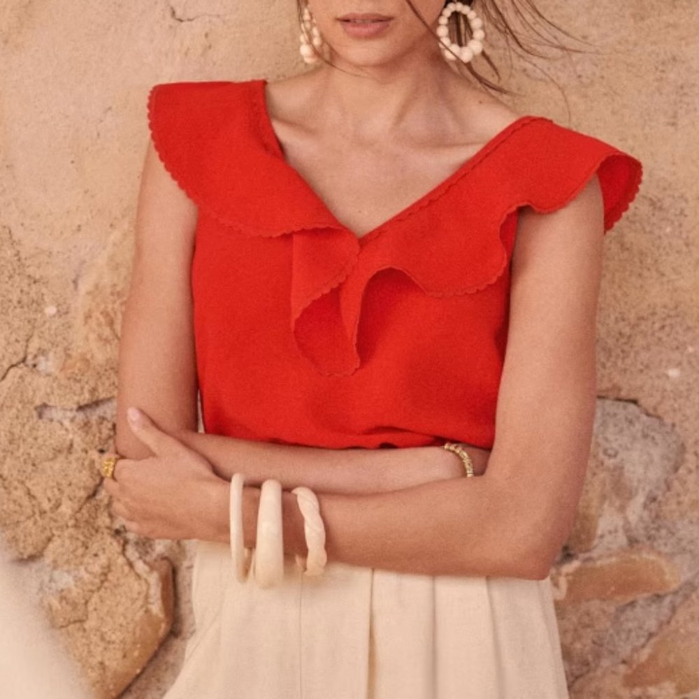 Sezane Gold Blouse in Red